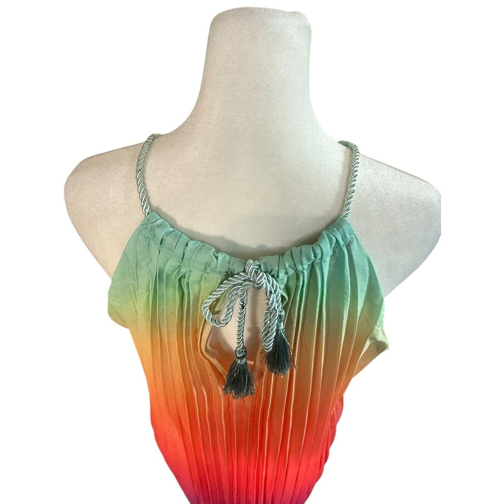 Wedding Guest Dress Women S Pleated Maxi Colorful Maximalist Resort Vacation - Picture 9 of 10